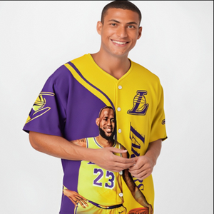 Impression par sublimation du nom et du numéro de l'équipe <span class=keywords><strong>Maillot</strong></span> de baseball personnalisé à séchage rapide pour l'équipe des <span class=keywords><strong>Lakers</strong></span> - Product Image 3