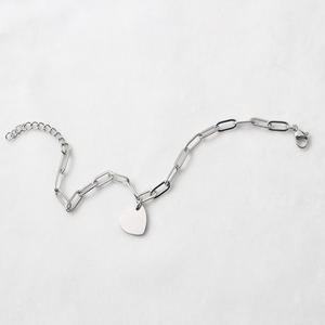 מפעל סיטונאי חדש מצופה זהב נירוסטה ללא צמיד קסם לב לנשים - Product Image 6