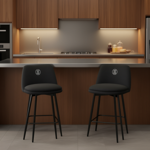 Taburetes de Bar Tapizados, Altura del Asiento de 25.6 Pulgadas, Base Giratoria de Metal, Juego de Muebles de Barra de Cocina Contemporáneos, Juego de 2 - Product Image 2