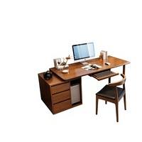 Bureau d'étude combiné ergonomique moderne 3-en-1 intégré avec grandes jambes en bois massif renforcé pour la maison et les étudiants (vente en gros)