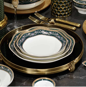 50-Piece Durable Classic Charger Plate Scenic Pattern Korean Style Dishwasher Safe Lightweight Bone China <b>Dinnerware</b> Sets - Product Image 3