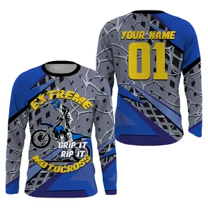 Custom Design Full Sublimation Printed Mens Fashion Polyester Motorcycle Jersey Long Sleeve Bmx Racing Jersey