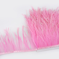 Frange de plumes d'ému rose de 1 m, pour la décoration de robes et de vêtements, accessoires pour coiffes indiennes et artisanat de carnaval