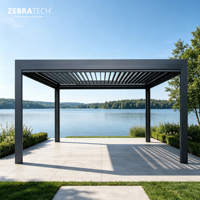 Pergola motorisée extérieure imperméable avec stores en aluminium réglables, design moderne autoportant pour jardin, patio, cour arrière
