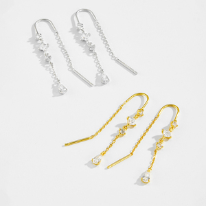 <span class=keywords><strong>Orecchini</strong></span> Pendenti FUAMAY in Argento S925 Placcato Oro 18K/Rodio con Zirconi e Catena Lunga Multi-Gemma per Donne - Product Image 3