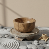 Bol de service en bois de paulownia rustique sculpté à la main, 19 cm de haut, décoration bohème pour la maison, la table, la cuisine, le bureau, bol à fruits