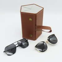 Étui de Luxe pour Lunettes de Soleil, Boîte de Rangement Rigide en Cuir PU en Forme de U pour Plusieurs Paires de Lunettes, Personnalisable avec 3 Emplacements et 5 Grilles, pour Lunettes de Vue et de Soleil