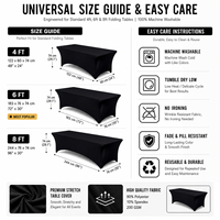 Housse de table extensible 4 directions en spandex, ajustée, avec poches renforcées pour les pieds, sans plis, idéale pour mariages, banquets et salons professionnels