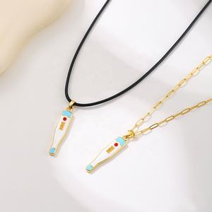 Kalung liontin tali kulit klasik, perhiasan kalung liontin dokter Suster, pil vitamin Syringe - Product Image 4