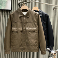 Nouvelle Veste en Cuir Tendance Automne 2026 pour Homme – Style Décontracté et Col Personnalisé – Manteau en Cuir Élégant