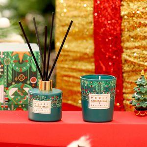 Juego de velas perfumadas navideñas verdes y rojas personalizadas, decoración del hogar, difusor de caña, serie navideña, regalos de decoración del hogar - Product Image 4
