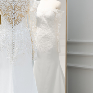 ชุดแต่งงานทรงเมอร์เมดแบบโบโฮ รุ่น RL290 ประดับลูกไม้หวานซึ้ง พร้อมคริสตัลรูปดอกไม้ และชายกระโปรงยาวสำหรับผู้หญิง - Product Image 6