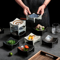 Japanischer Minimalistischer Quadratischer Teller, Retro Erhöhter Teller, Kreative Snack-Platte, Geformter Sushi-Teller, Kommerzieller Keramikteller