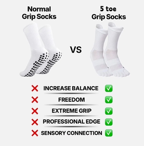 High Quality Crew Five Finger Cushion Tube Boot Sport Soccer <strong>Socks</strong> White <strong>Anti</strong> <strong>Slip</strong> Grip 5 Toe <strong>Football</strong> <strong>Socks</strong> - Product Image 5
