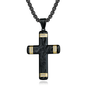 Original New Trendy Gold Plated Random Pattern Two-color Diamond <b>Cross</b> <b>Chains</b> Stock Men's Stainless Steel Accessories Pendant - Product Image 1