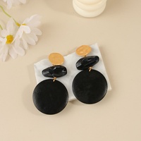 Boucles d'oreilles tendance en acrylique avec disque en bois épissé et électroplaqué pour femme, style vintage exagéré, rétro et élégant