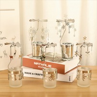 Lanterne rotative parfumée créative et romantique en acier inoxydable avec couvercle intelligent et bougeoir mobile pour la décoration de Noël à la maison