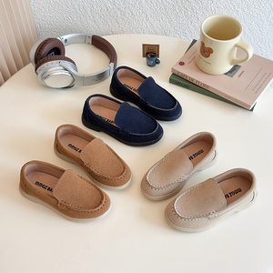 Chaussures plates décontractées pour garçons et filles, bout rond, en cuir souple, mocassins à enfiler, chaussures d'école pour enfants - Product Image 2