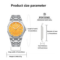 Montre pour homme avec lunette octogonale en acier inoxydable, cadran brossé, index lumineux, bracelet intégré, affichage de la date