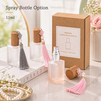 Flacon de parfum vide rechargeable 11 ml en verre dépoli coloré avec bouchon en bois et applicateur à bille, idéal pour huiles essentielles – Offre Spéciale
