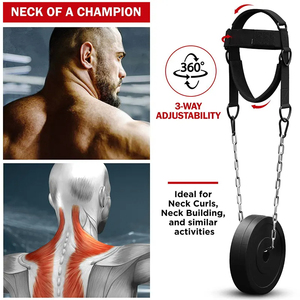 MKAS-Arnés para la cabeza del cuello, entrenador de fuerza para el gimnasio, con 4 anillos en D de metal, ejercicio, levantamiento de pesas, entrenamiento, arnés para el cuello - Product Image 3