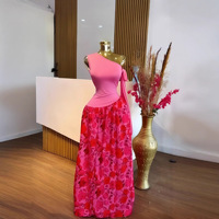 Robes longues élégantes pour femmes, nouvelle collection automne, sans manches, col asymétrique, imprimées, plissées, patchwork