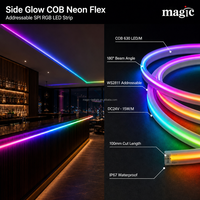 Bande LED COB RGB adressable numériquement à 10 pixels/m, 630 LED/m, 24V, émission latérale, IP67, IP20, IC SPI intelligent WS2811