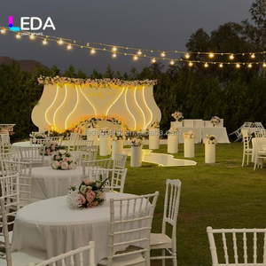 LEDA Luxury Modern White Acrylic Wedding Backdrop LED Light Wave Shape Design Customizable Size for Wedding Reception <b>Engagement</b> - Product Image 2