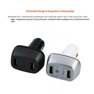 Cargador de Coche USB de Doble Puerto QC3.0 con Carga Rápida <span class=keywords><strong>SCP</strong></span> y Diseño Ignífugo para Laptop y Teléfono Móvil - Product Image 1