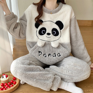 Pyjamas Chauds et Mignons pour Femmes Automne-Hiver 2026, Vêtements de Nuit pour la Maison, Ensembles de Pantalons de Pyjama en Velours Corail - Product Image 6