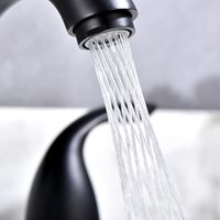 Robinet de salle de bain moderne à capteur sans contact en acier inoxydable de 8 po, à poser sur le plan - Robinet de lavabo noir mat à 2 poignées