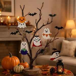 Adornos Colgantes de Madera de Halloween: Fantasmas, Calabazas, Brujas, Vampiros y Decoraciones Boo para Árbol, Jardín, Porche, Fiesta y Decoración del Hogar - Product Image 4