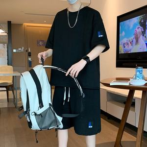 بدلة رياضية كاجوال جديدة للرجال للصيف من ANSZKTN من مادة القطيفة بأكمام قصيرة نسخة فضفاضة بتصميم متعدد الاستخدامات - Product Image 3