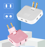 Adaptateur de prise murale rotatif portable 3-en-1 durable avec deux ports USB, économiseur d'espace, chargeur répartiteur d'alimentation pliable à 180 degrés