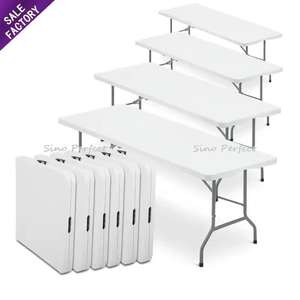 Sino Perfect Wedding Banquet Party Events Outdoor Camping Dinning White Plastic Rectangle <b>Folding</b> Portable <b>Tables</b> <b>and</b> <b>Chairs</b> Set - Product Image 4