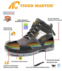 รองเท้าบูทนิรภัย Tiger Master หนังวัวสีดำ กันน้ำมัน กันลื่น กันน้ำ ป้องกันไฟฟ้าสถิต หัวเหล็ก ป้องกันอันตราย รุ่น S3 สำหรับผู้ชาย - Product Image 5