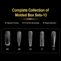 Système d'extension d'ongles carrés à double forme couvrante, moules à ongles acryliques réutilisables avec échelle intégrée pour gel de construction et nail art