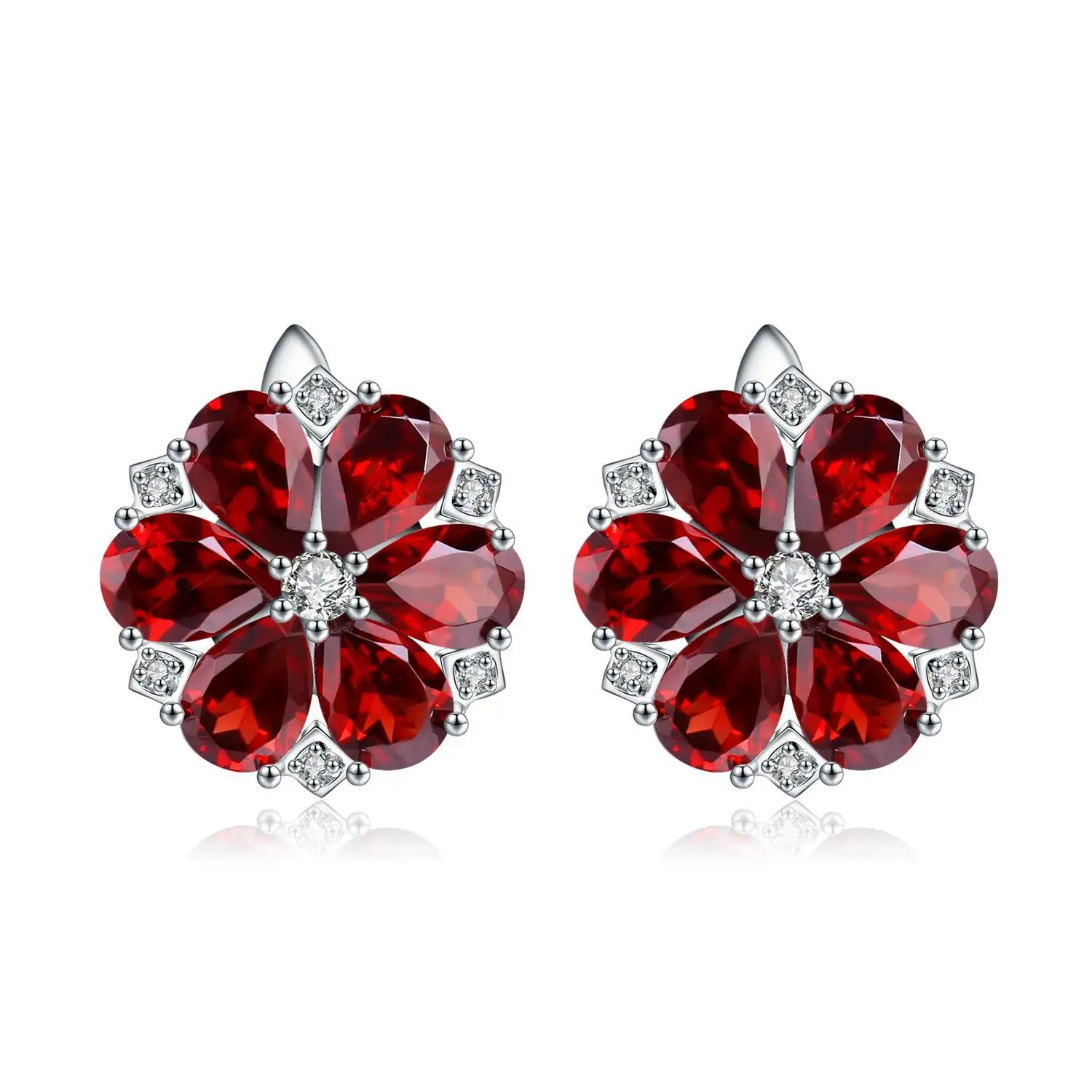 Light Luxury Jewelry Garnet S925 Silver Set With Natural Colored Jewelry Earrings