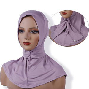 New Style Ladies <b>Jersey</b> Headscarf Two-Button Tied Polyester <b>Hijab</b> Cap - Product Image 3