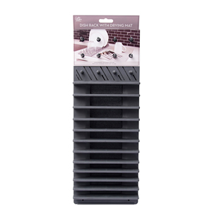 Égouttoir à vaisselle pliable léger en plastique gris avec tapis de séchage pour assiettes et tasses, et tapis en microfibre - Product Image 1