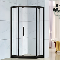 Mampara de Ducha para Gimnasio Kalaishi, Cabina de Ducha Integrada con Marco Negro, Mampara de Ducha Hexagonal con Estante