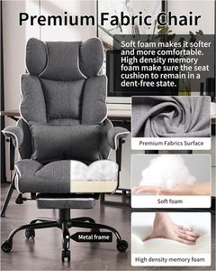 <span class=keywords><strong>Silla</strong></span> de oficina <span class=keywords><strong>ejecutiva</strong></span> reclinable de rotación ajustable grande y alta <span class=keywords><strong>gris</strong></span> con respaldo alto ergonómico con reposapiés - Product Image 5
