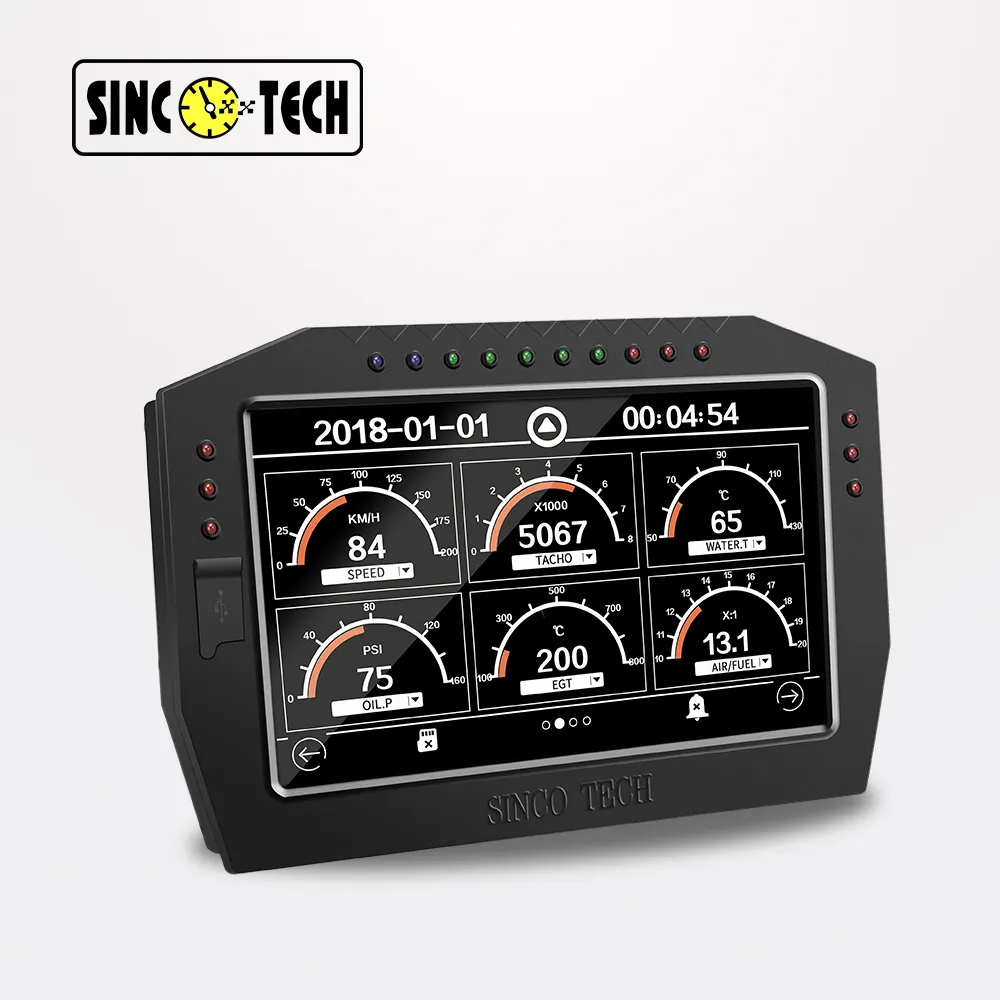 SincoTech özelleştirmek 7'Universal dijital LCD dokunmatik ekran yarış Dash enstrüman kilometre takometre ODO küme araba için (DO909)