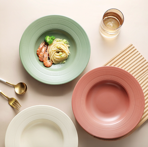 Assiette à <span class=keywords><strong>soupe</strong></span> robuste <span class=keywords><strong>en</strong></span> céramique brossée de style américain, écologique, pour la maison, l'hôtel, le restaurant, les pâtes, les plats occidentaux, les fruits - Product Image 1