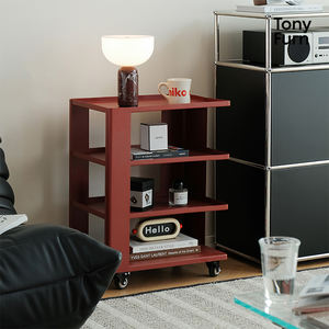 โต๊ะข้างโซฟา, รถเข็นขนาดเล็ก, โต๊ะกาแฟขนาดเล็กสไตล์ครีม, ตู้เก็บของเคลื่อนย้ายได้พร้อมล้อ - Product Image 3