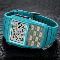 Retro Unregelmäßige Form Multifunktions-Taschenrechner-Uhr LED-Nachtlicht Unisex Sport-Alarm Leuchtende Elektronische Digitaluhr