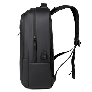 Business <b>Backpack</b> 16-Inch <b>Laptop</b> Compartment USB Charging Port <b>For</b> Men Travel Commuting Black Gray Solid Color - Product Image 4