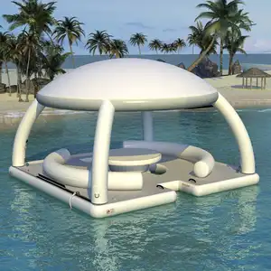 Flotador de natación en el agua al aire libre para 6 personas sofá inflable plataforma de muelle sentado salón de agua balsa inflable isla flotante