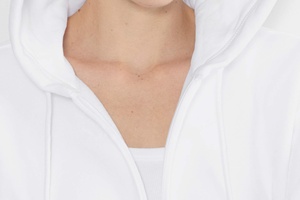 Nuova Tuta Sportiva <span class=keywords><strong>Bianca</strong></span> da Donna in Cotone, Felpe con Cappuccio Unisex con Zip Corta - Product Image 6