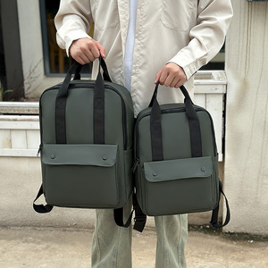 Simple Stylish <b>Backpack</b> For Men Women 14 Inch Laptop Bag Neutral Gender Solid Color Everyday Use Green Gray Black - Product Image 1
